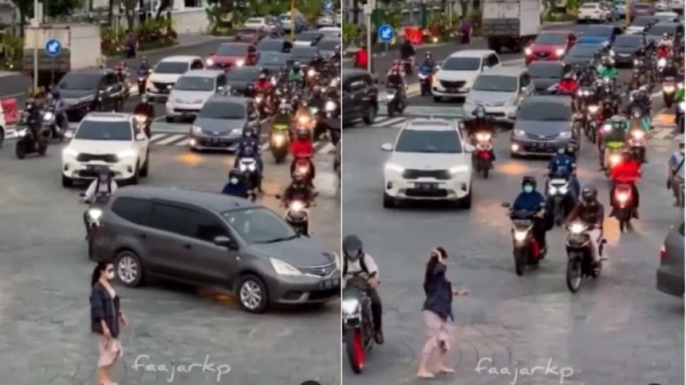 Demi Bisa Foto, Perempuan Ini Berdiri di Tengah Jalan Halangi Kendaraan, Aksinya Ramai Kecaman