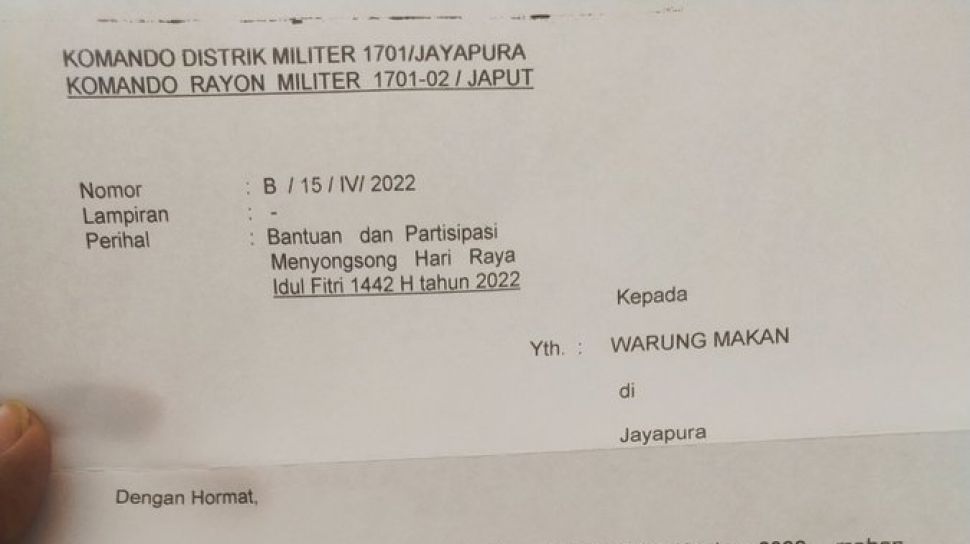 TNI AD Minta Maaf Karena Danramil 1701-02/Japut Minta Sumbangan Minuman ke Warung untuk Warga Kurang Mampu