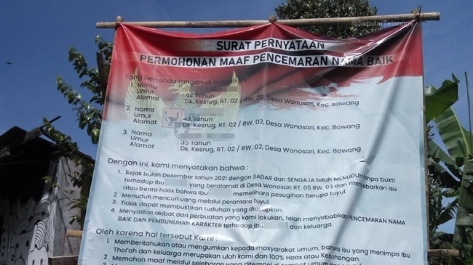 Viral Baliho Permintaan Maaf Tetangga Julid Akibat Bikin Hoaks Pelihara Tuyul, 'Dosa-dosa' Auto Dikuliti